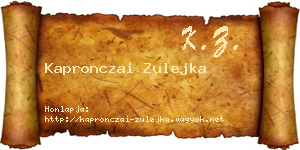 Kapronczai Zulejka névjegykártya